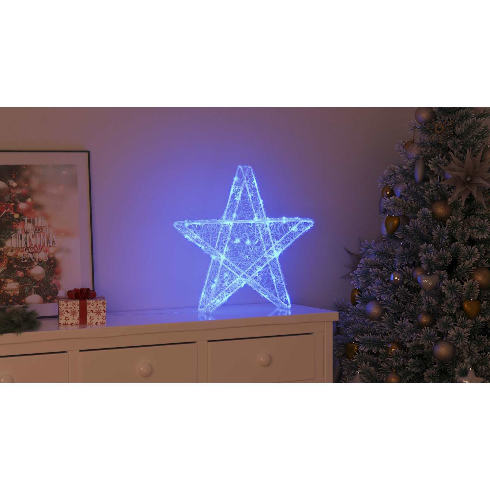 3D žvaigždė su 50 LED Mėlyna 55 x 53.5 x 10 cm Akrilas