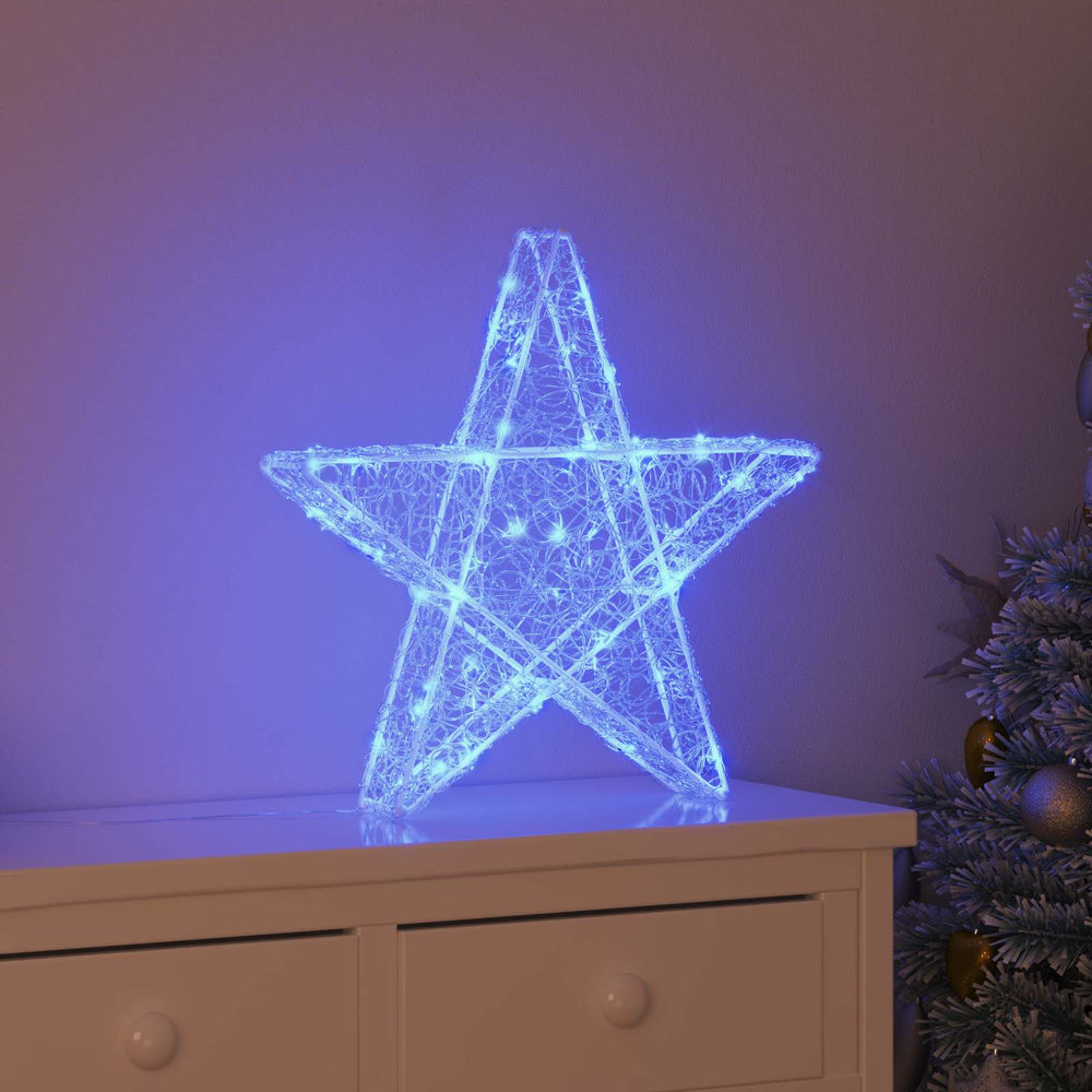 3D žvaigždė su 50 LED Mėlyna 55 x 53.5 x 10 cm Akrilas