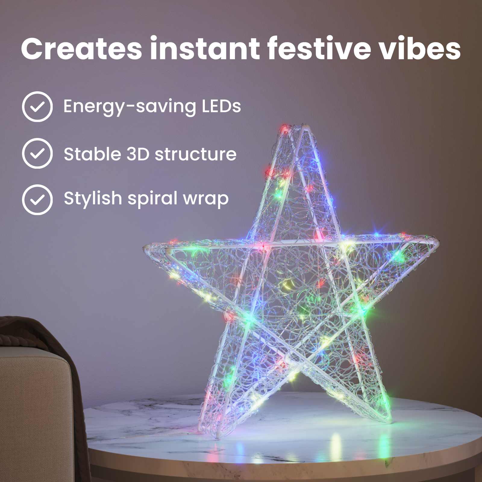 3D žvaigždė su 50 LED Įvairiaspalvis 55 x 53.5 x 10 cm Akrilas