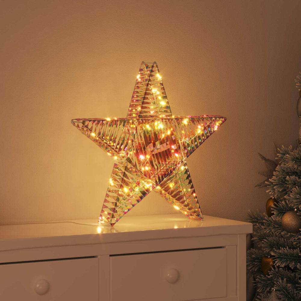 3D žvaigždė su 50 LED Šilta balta 55 x 52.5 x 9 cm PET