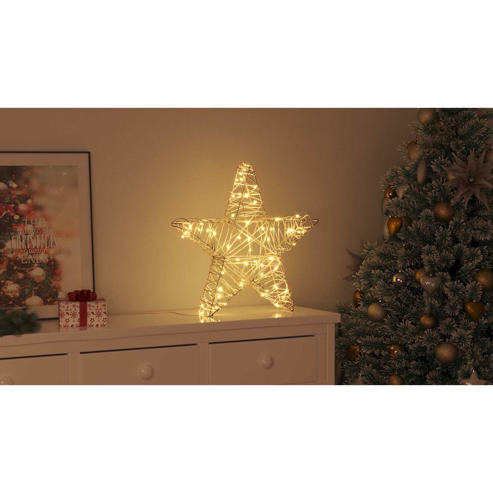 3D žvaigždė su 50 LED Šilta balta 55 x 52.5 x 9 cm Ratanas