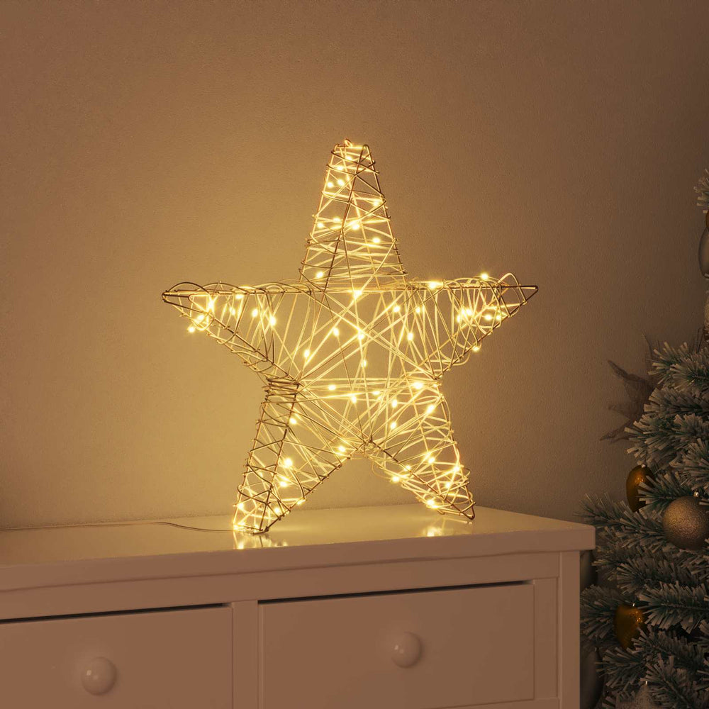 3D žvaigždė su 50 LED Šilta balta 55 x 52.5 x 9 cm Ratanas