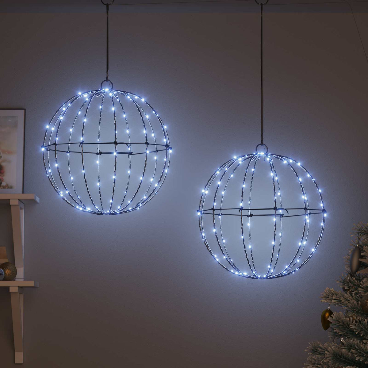 Dovana 2 vnt. Šalta balta 40 x 40 x 42 cm Metalas 192 LED