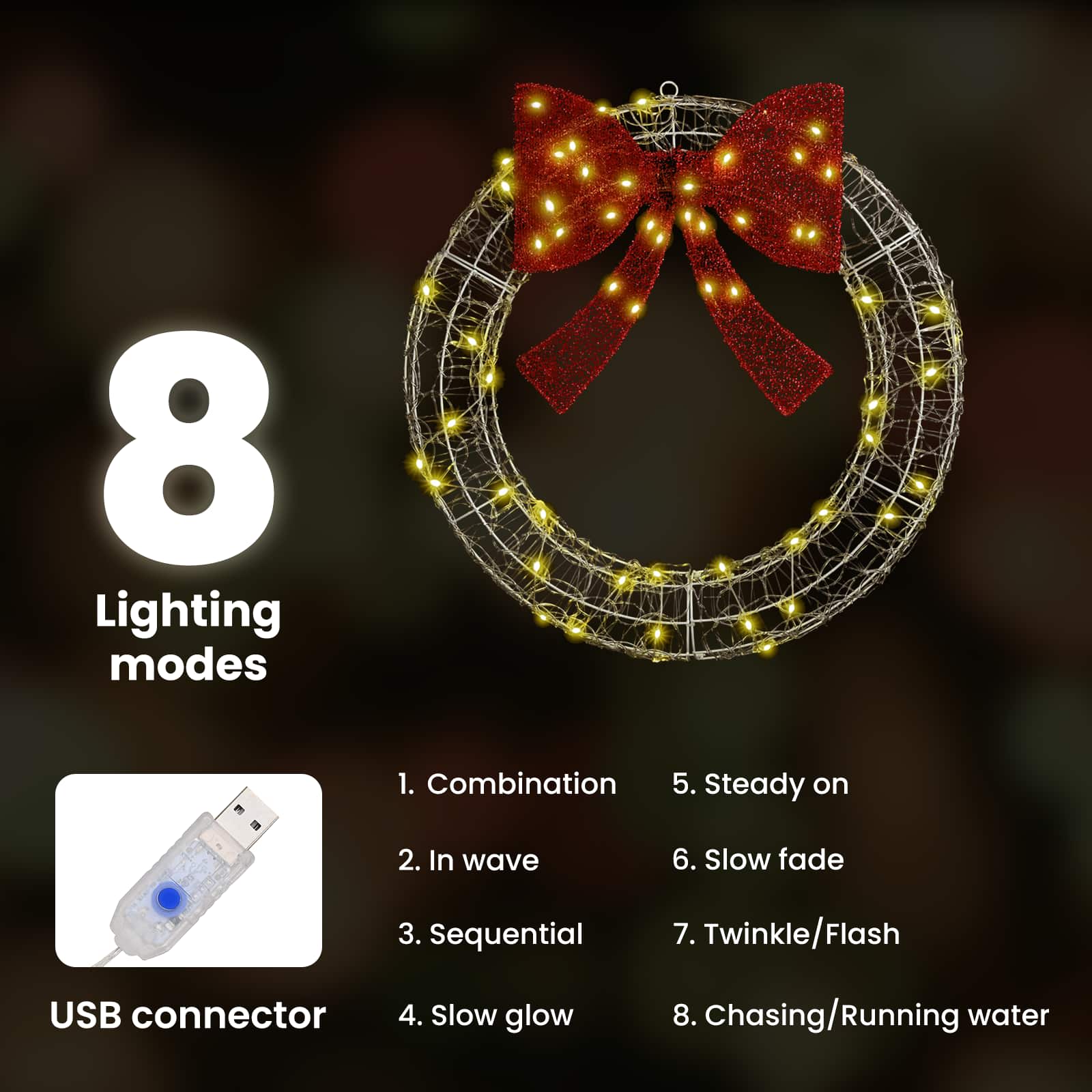 Vainikas su 60 LED Šilta balta 75 cm Akrilas