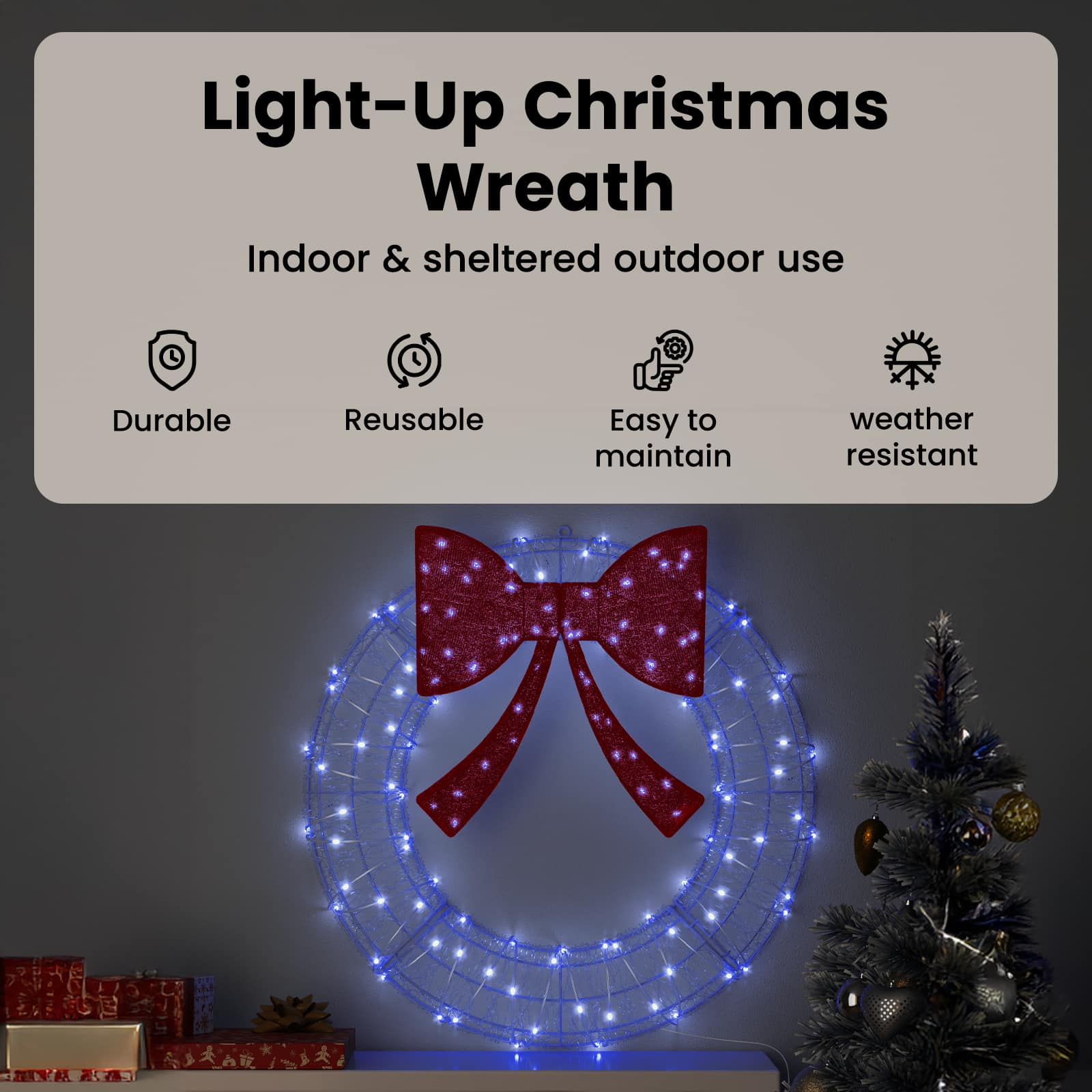 Vainags ar 60 LED zilām 75 cm akrils