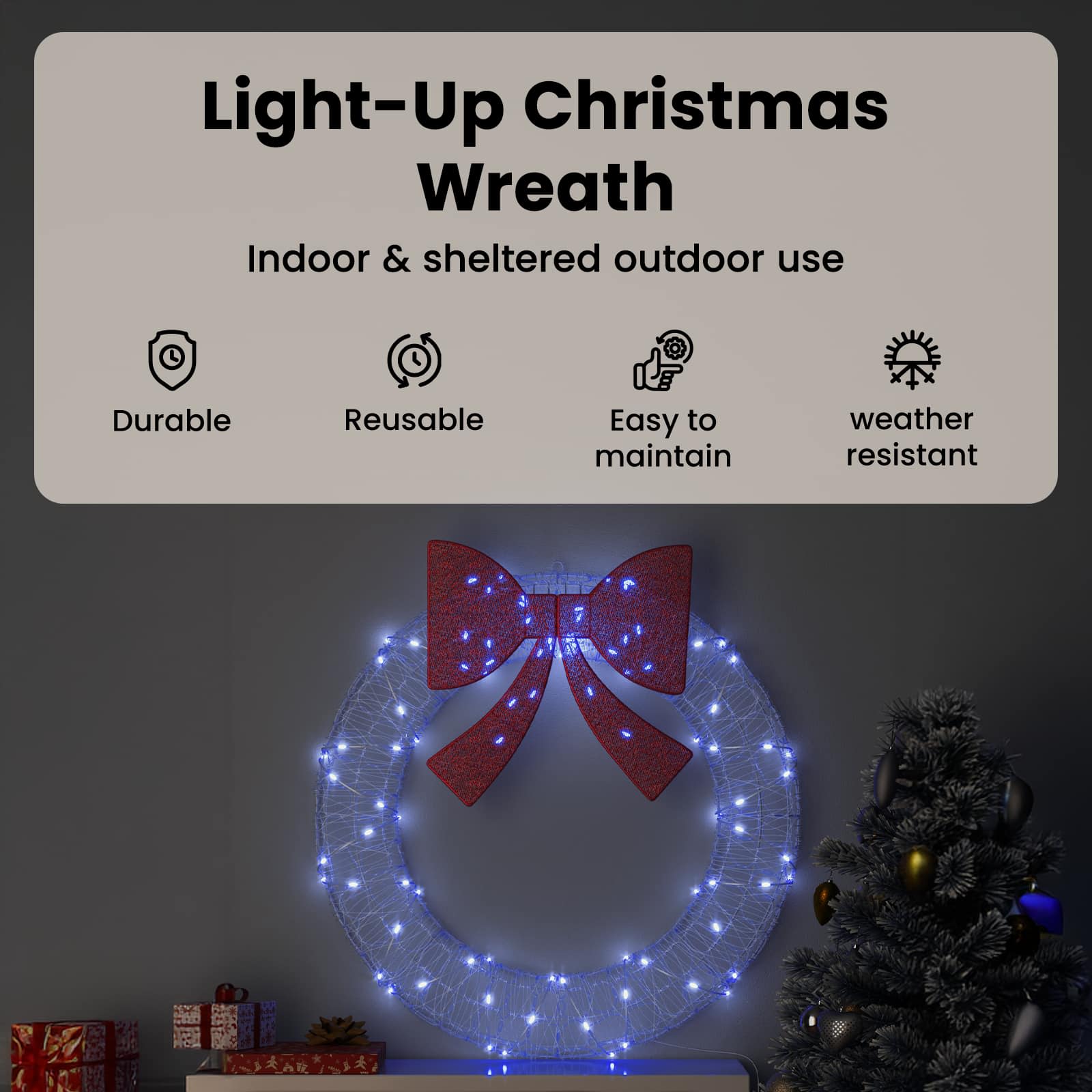 Vītne ar 80 LED zilā krāsā, 90 cm, akrils