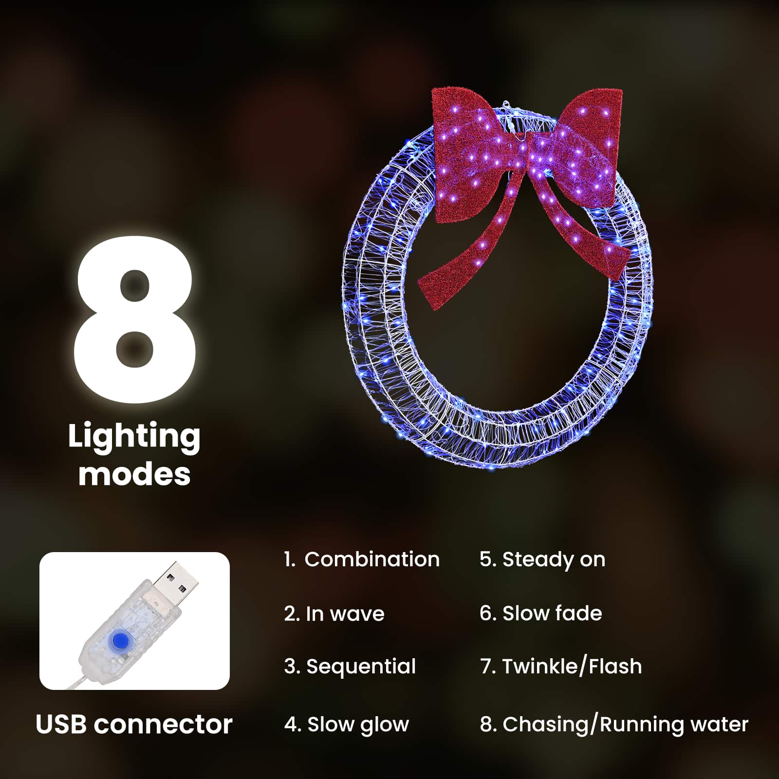 Vainikas su 150 LED Mėlyna 120 cm Akrilas