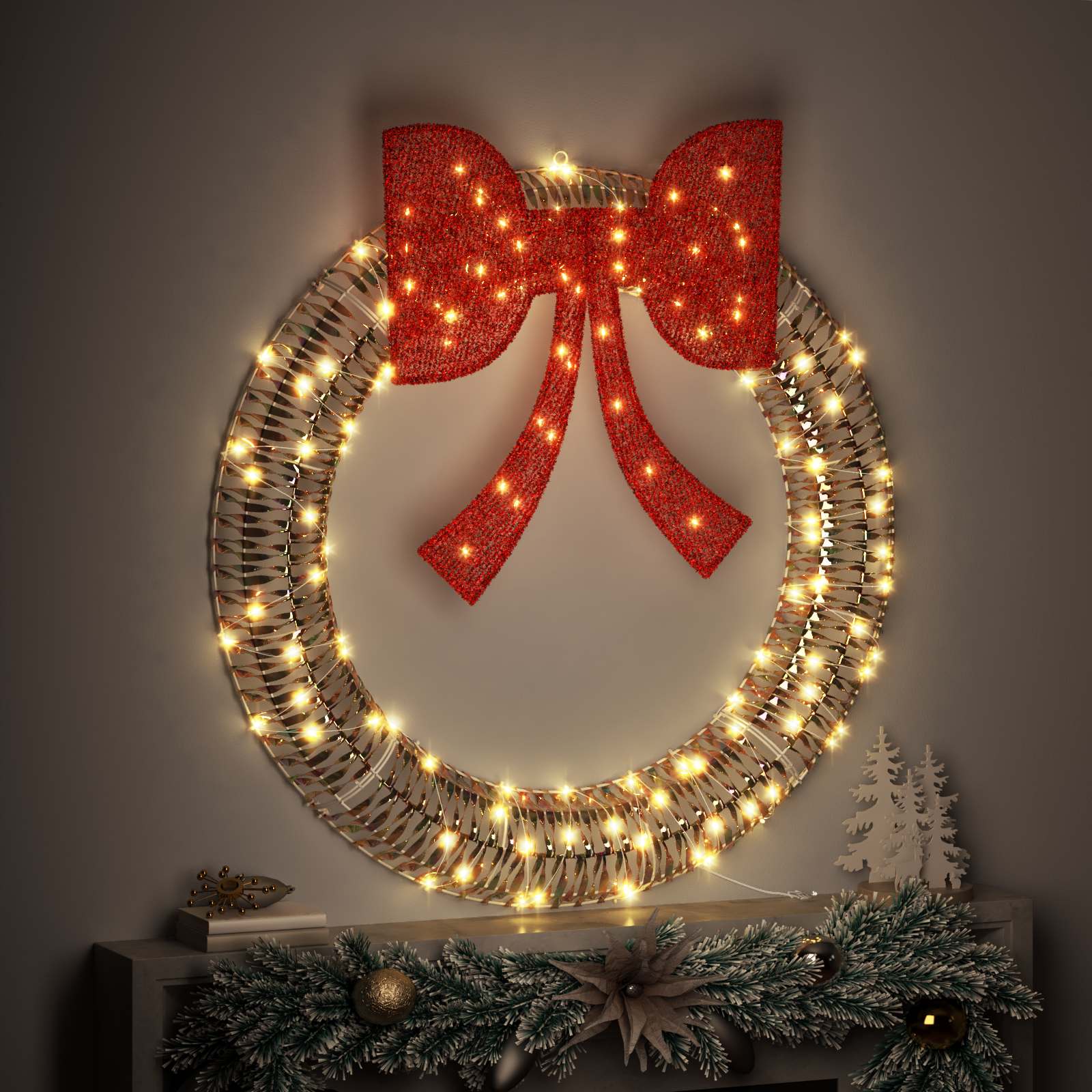 Vainikas su 150 LED Šilta balta 120 cm PET