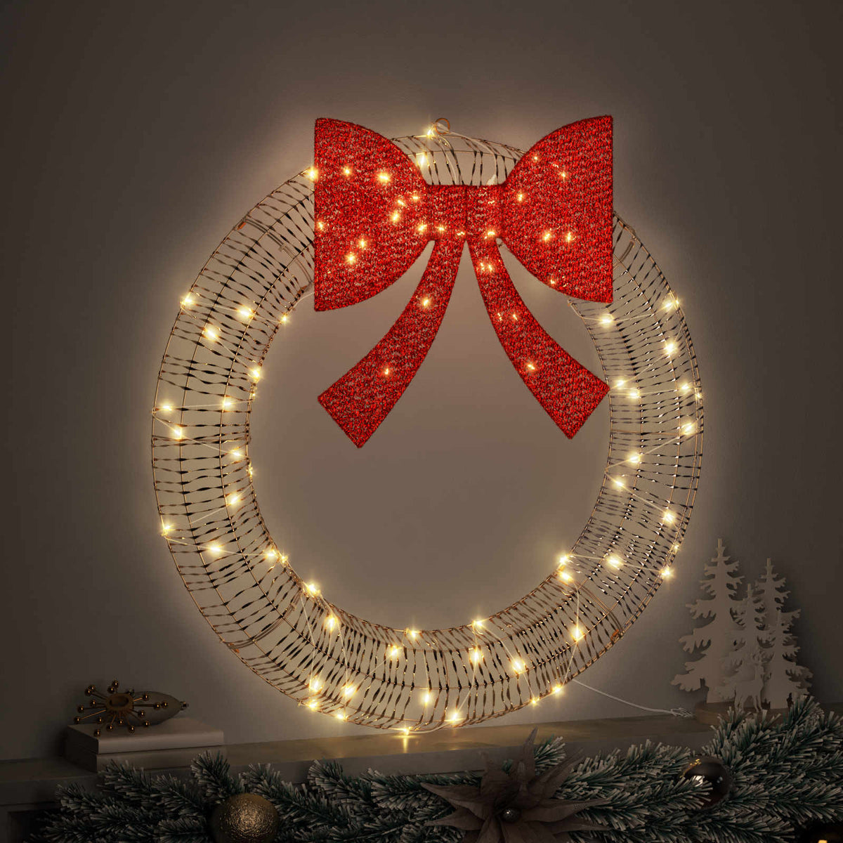 Vainags ar 60 LED silti baltām gaismiņām 75 cm PET