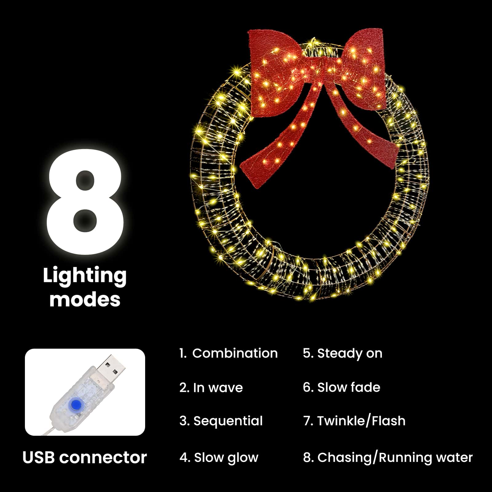 Vainikas su 150 LED Šilta balta 120 cm PET