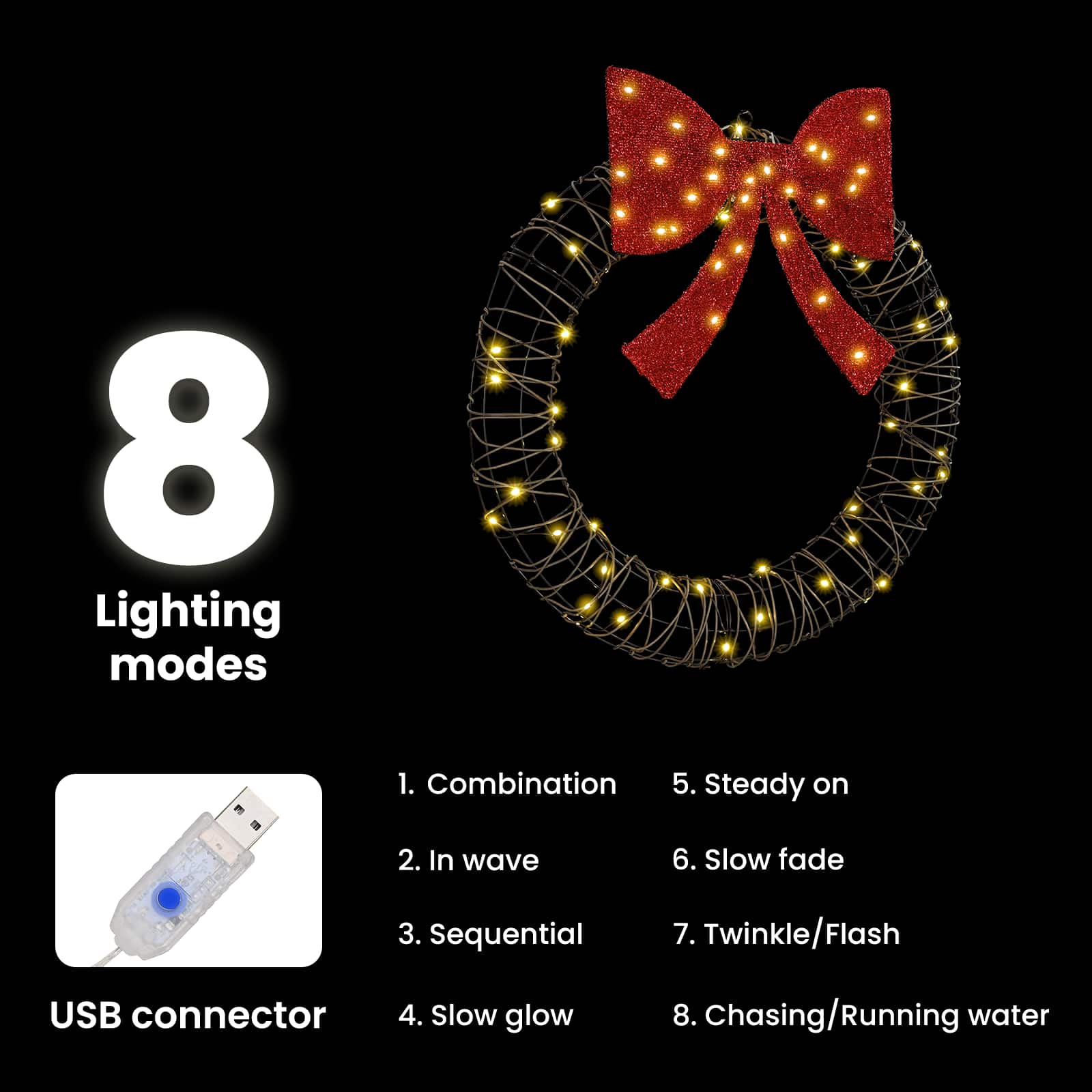 Vainikas su 60 LED Šilta balta 75 cm Ratanas