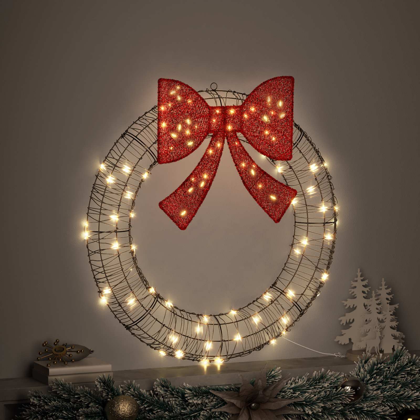 Vainikas su 80 LED Šilta balta 90 cm Ratanas