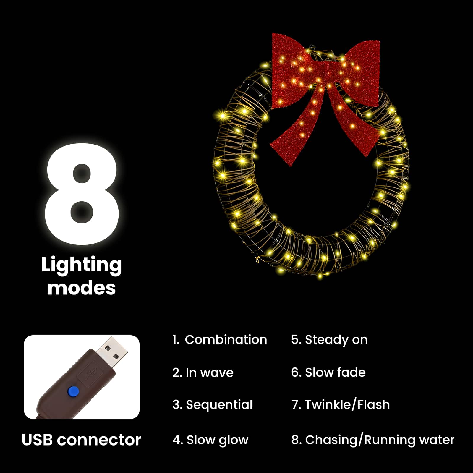 Vainikas su 80 LED Šilta balta 90 cm Ratanas