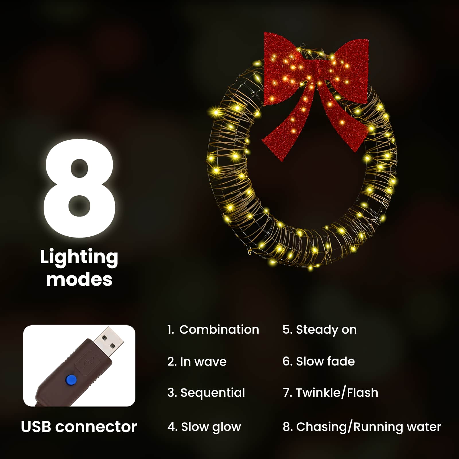 Vainikas su 150 LED Šilta balta 120 cm Ratanas