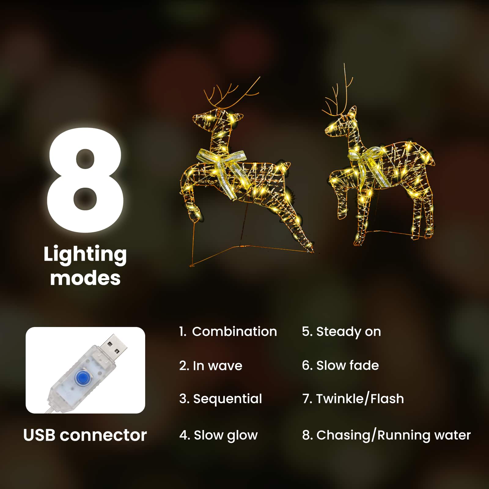 LED elniai su 40 LED 2 pcs Šilta balta PET