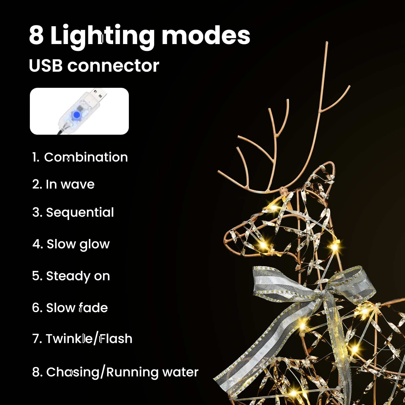 LED elniai su 60 LED 3 pcs Šilta balta PET