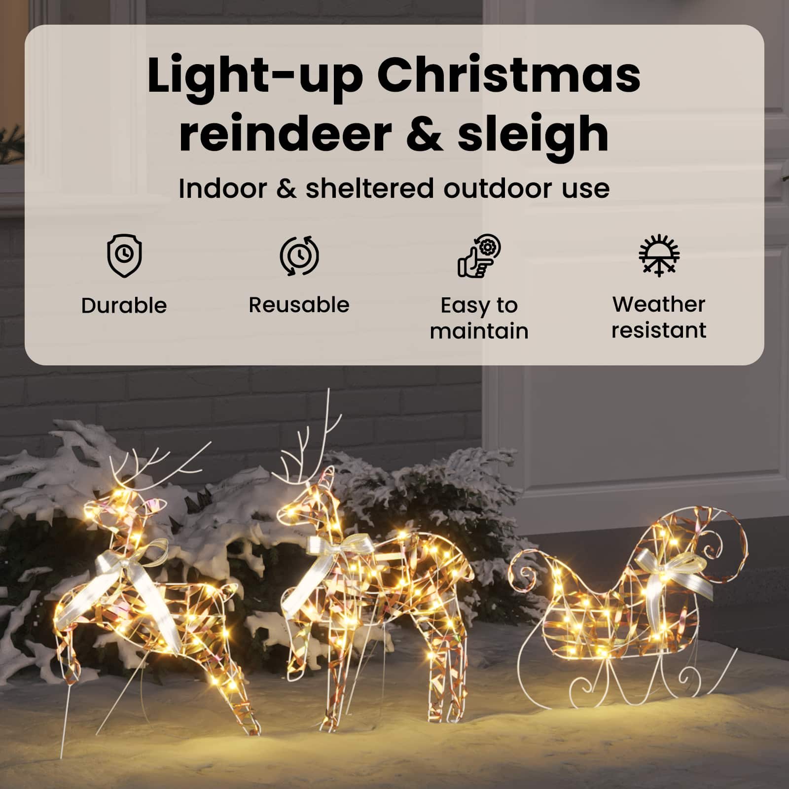 LED elniai su 60 LED 3 pcs Šilta balta PET