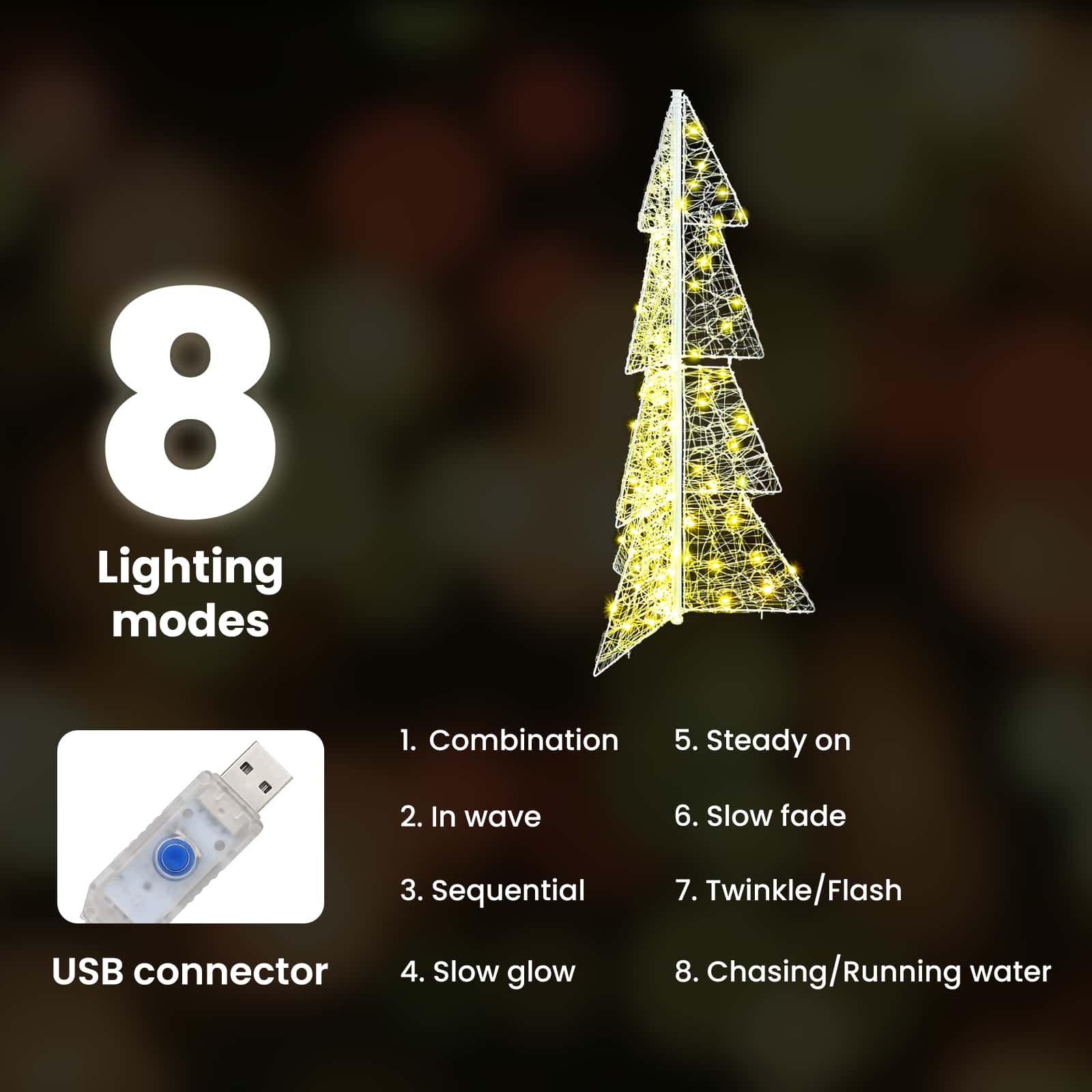 Kalėdų eglutė su 100 LED Šilta balta 120 cm Akrilas