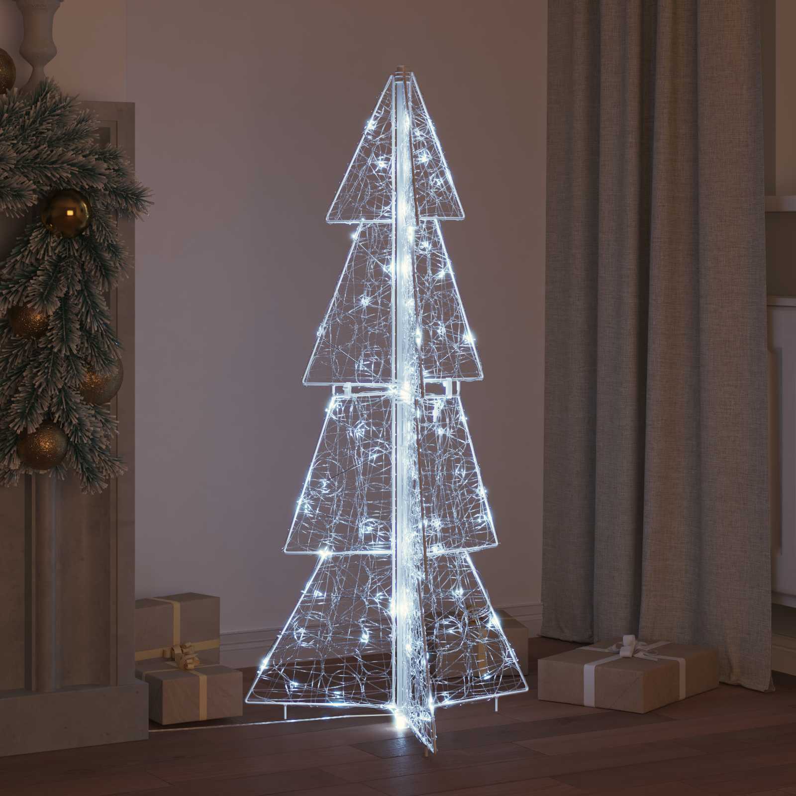 Kalėdų eglutė su 100 LED Šaltai balta 120 cm Akrilas