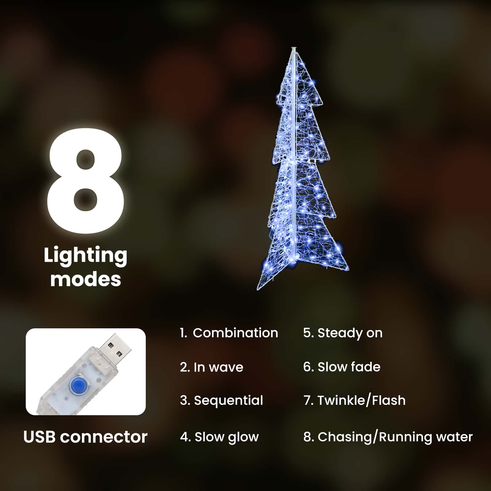 Kalėdų eglutė su 100 LED Šaltai balta 120 cm Akrilas