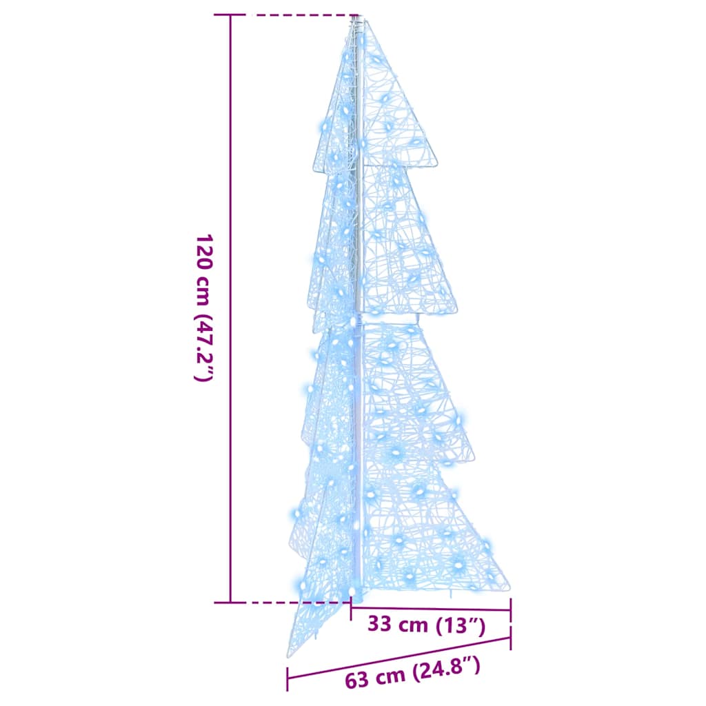 Kalėdų eglutė su 100 LED Šaltai balta 120 cm Akrilas
