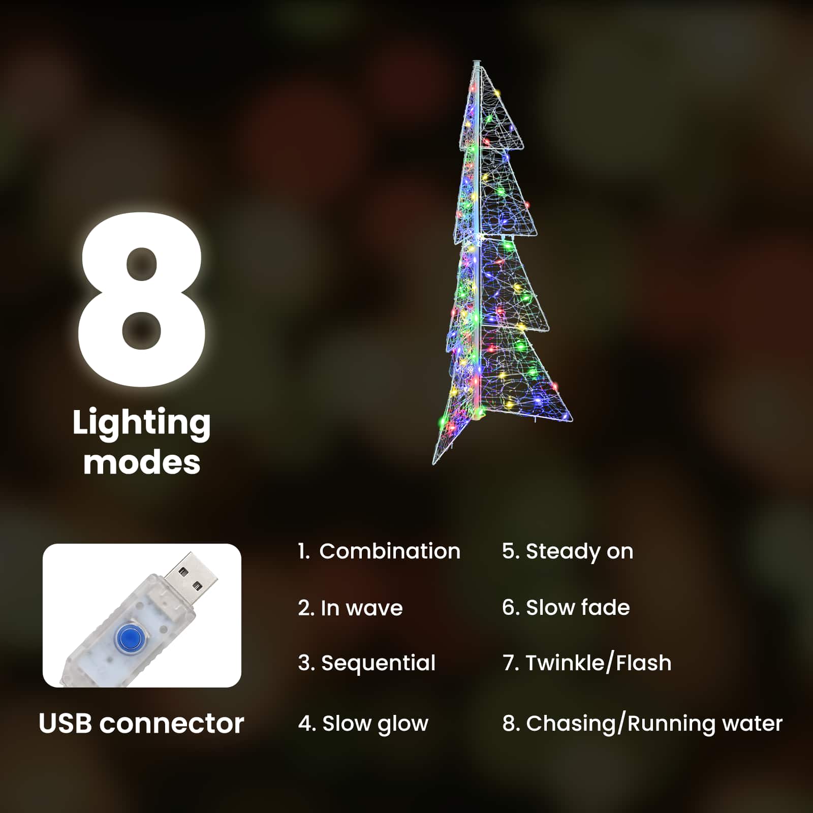 Kalėdų eglutė su 100 LED Įvairiaspalvis 120 cm Akrilas