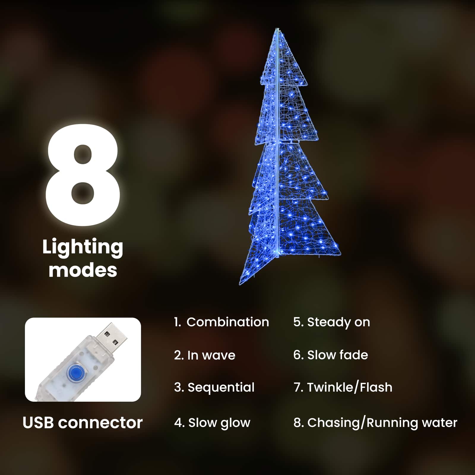 Kalėdų eglutė su 160 LED Mėlyna 150 cm Akrilas