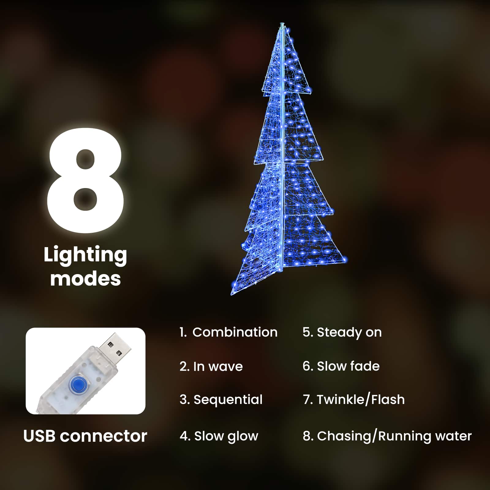 Kalėdų eglutė su 240 LED Mėlyna 180 cm Akrilas