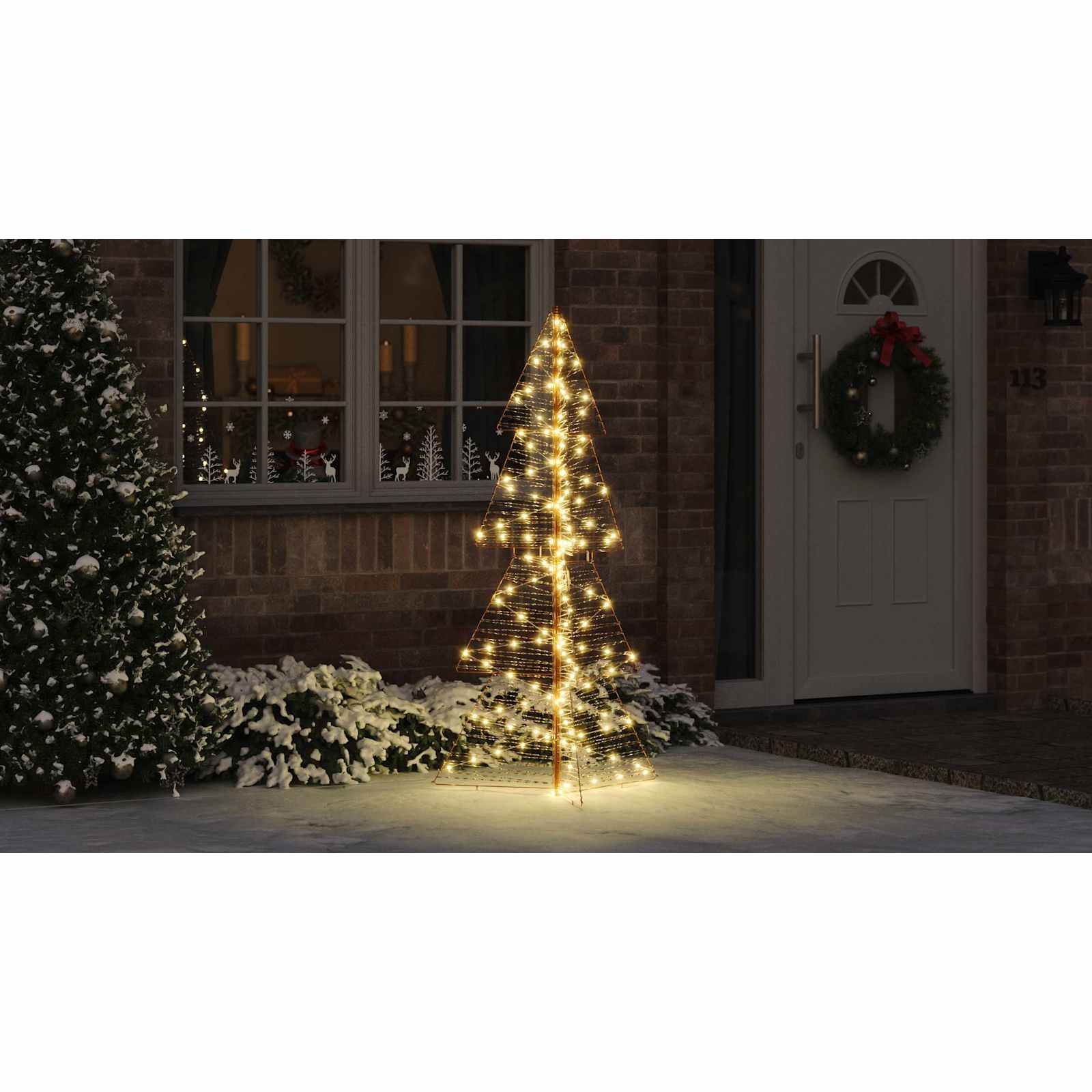 Ziemassvētku egle ar 160 LED silti balta 150 cm PET