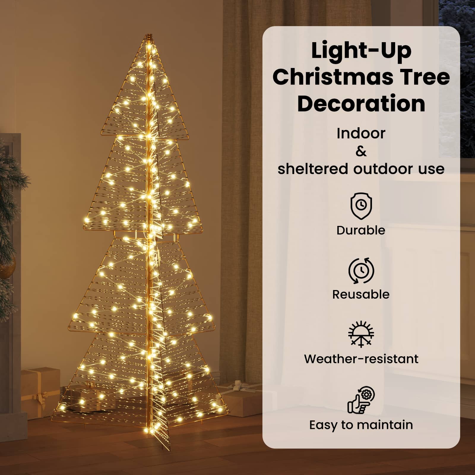 Ziemassvētku egle ar 160 LED silti balta 150 cm PET