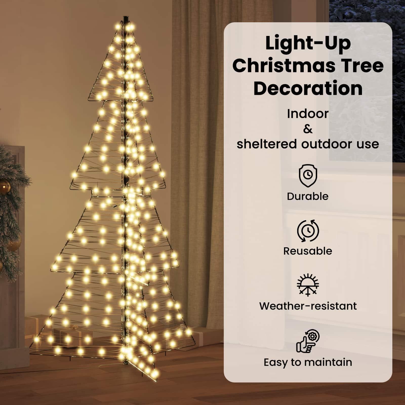Ziemassvētku eglīte ar 240 LED silti baltām 180 cm rotangpalma