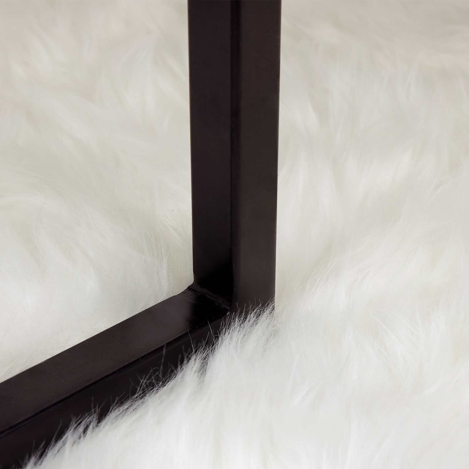 Faux Sheepskin Rug Tafalla White Ø 120 cm Polyester