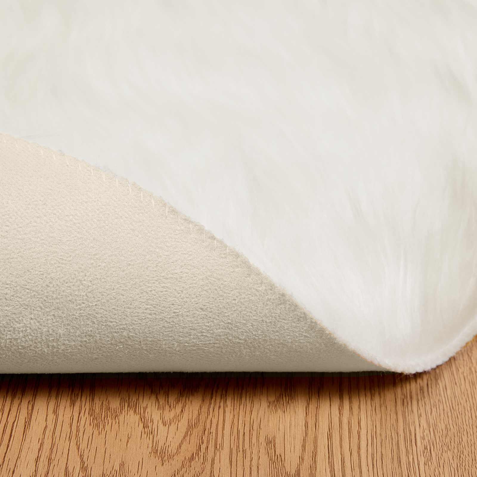 Faux Sheepskin Rug Tafalla White Ø 120 cm Polyester