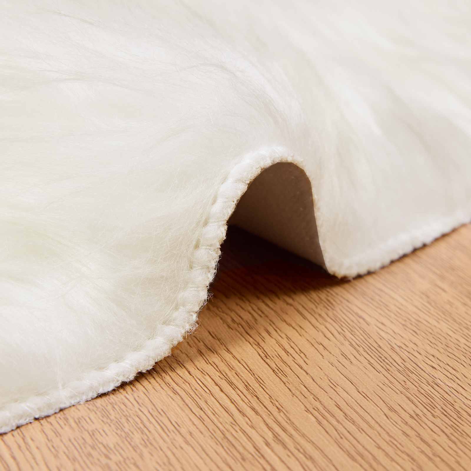 Faux Sheepskin Rug Tafalla White Ø 120 cm Polyester