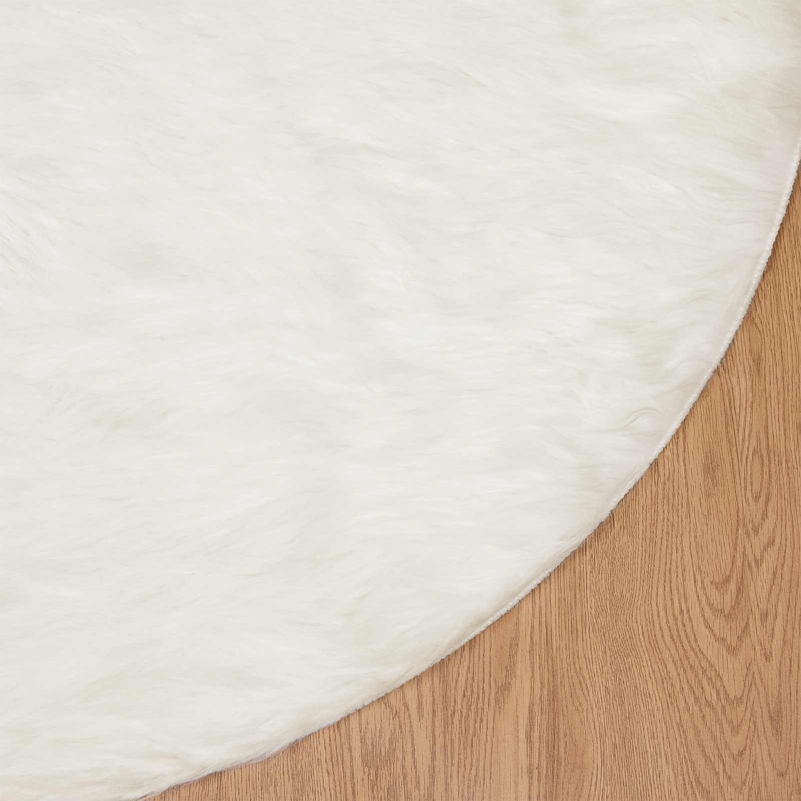 Faux Sheepskin Rug Tafalla White Ø 120 cm Polyester