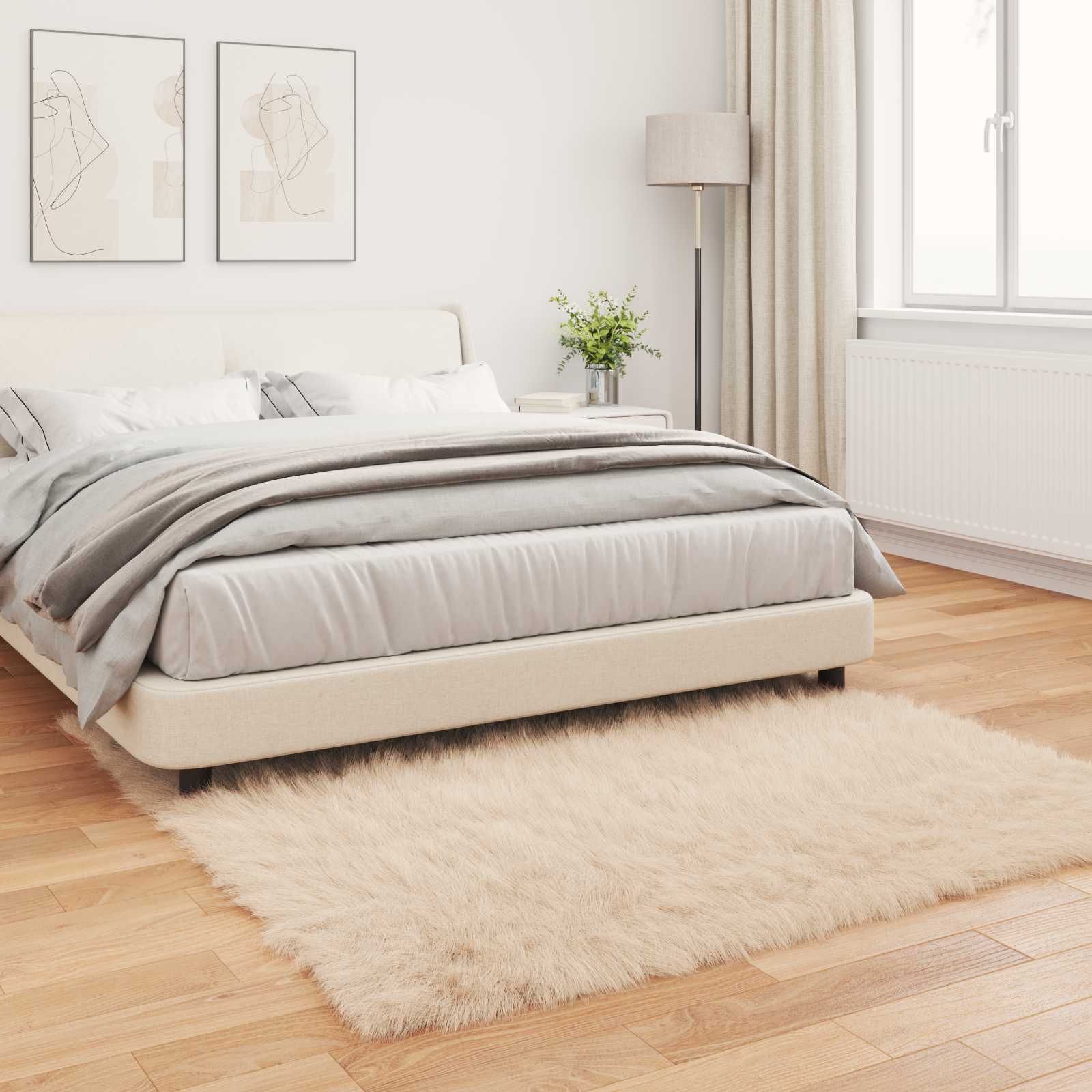 Faux Sheepskin Rug Tafalla Sand 120 x 120 cm
