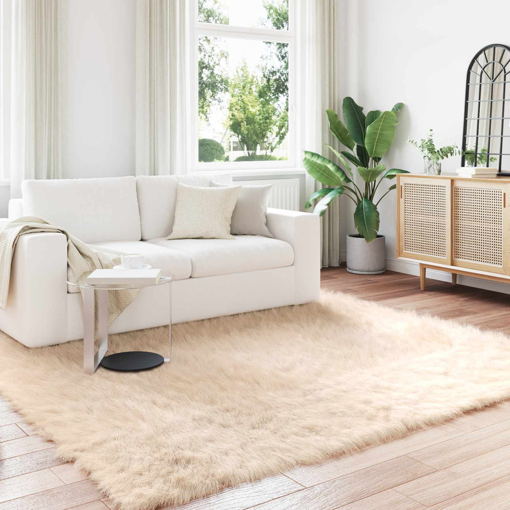 Faux Sheepskin Rug Tafalla Sand 240 x 240 cm