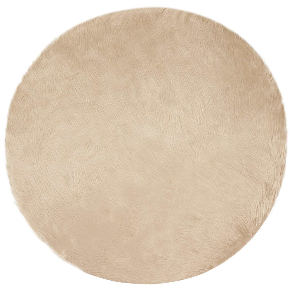 Artificial Sheepskin Rug Tafalla Sand Ø 160 cm Polyester