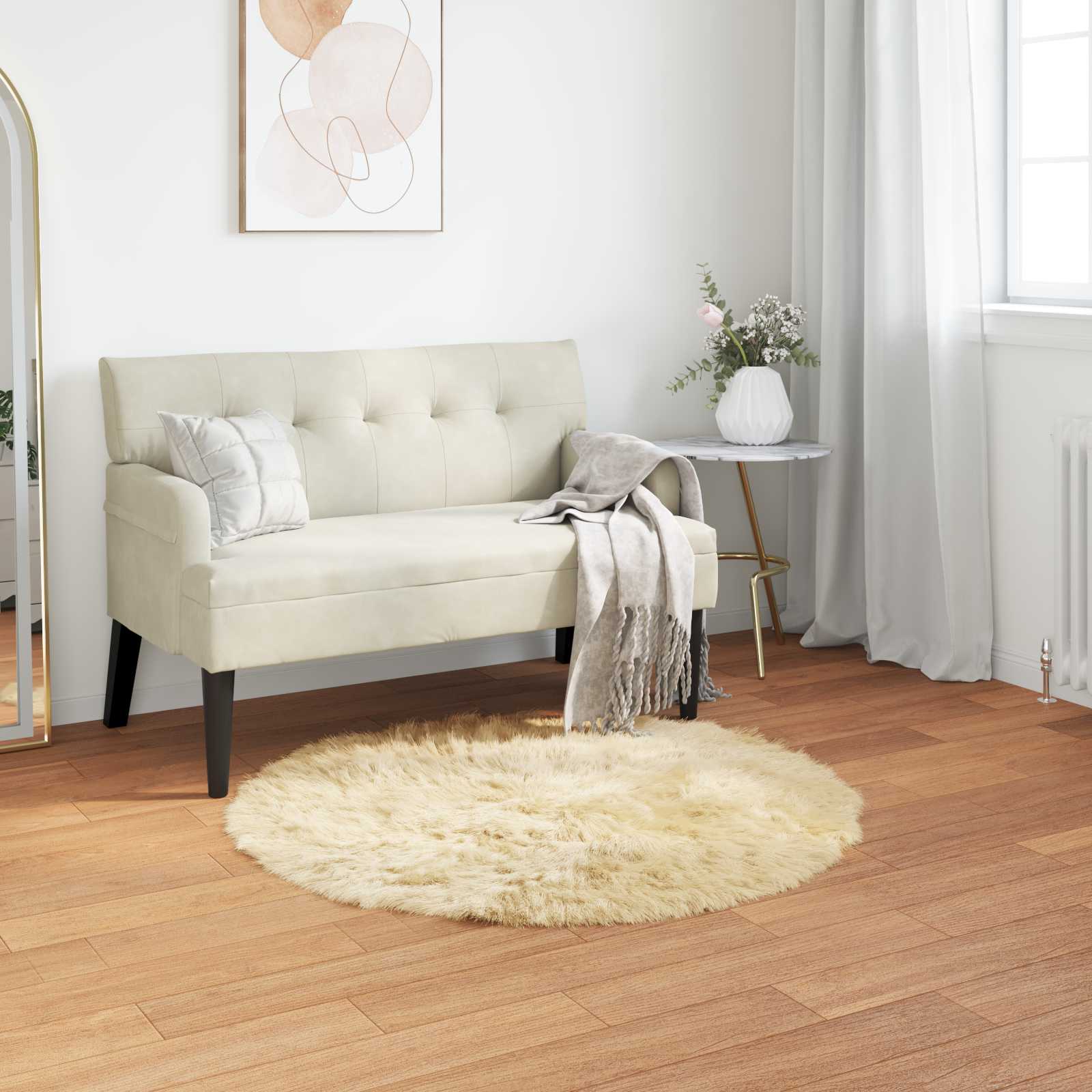 Faux Sheepskin Rug Tafalla Cream Ø 120 cm
