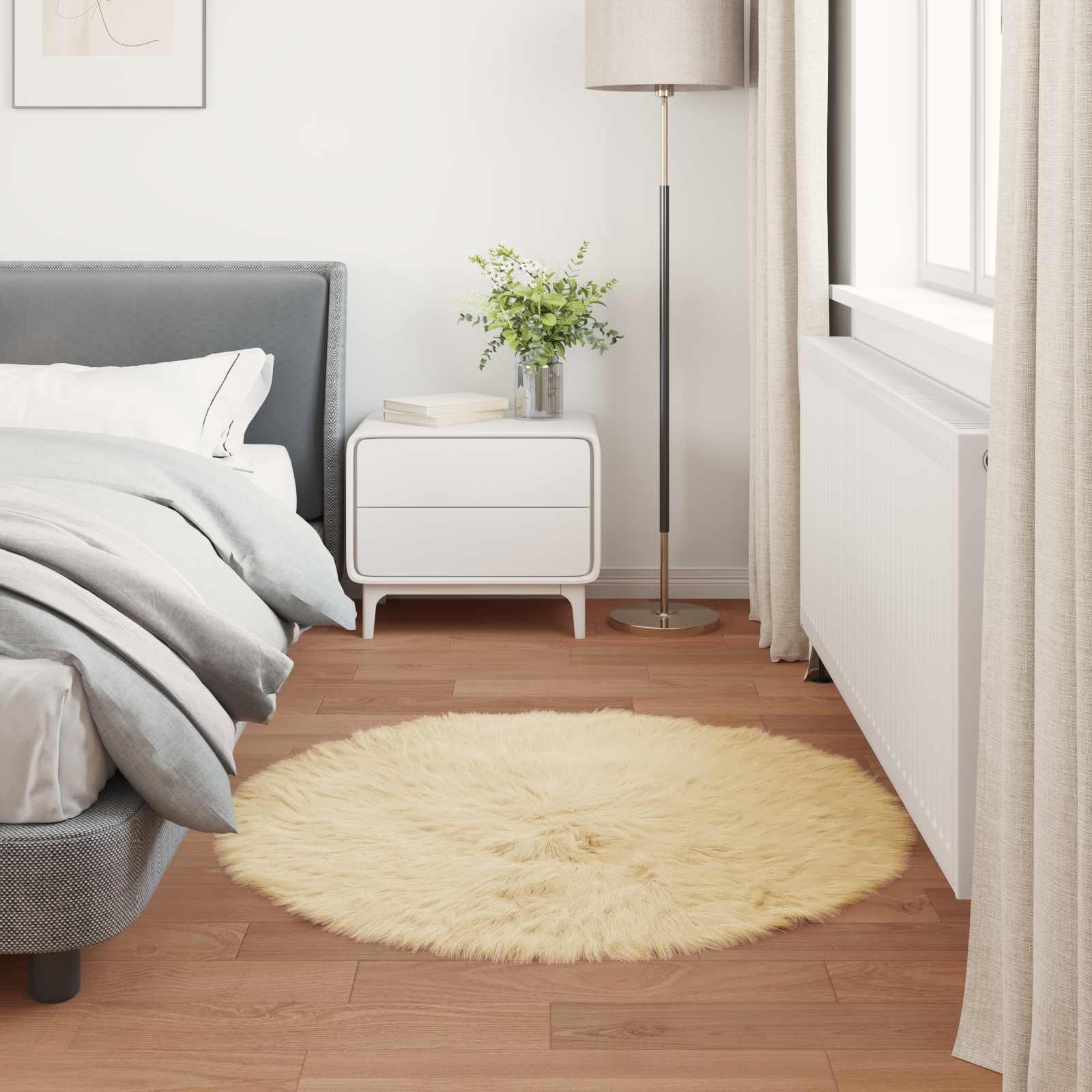 Faux Sheepskin Rug Tafalla Cream Ø 120 cm