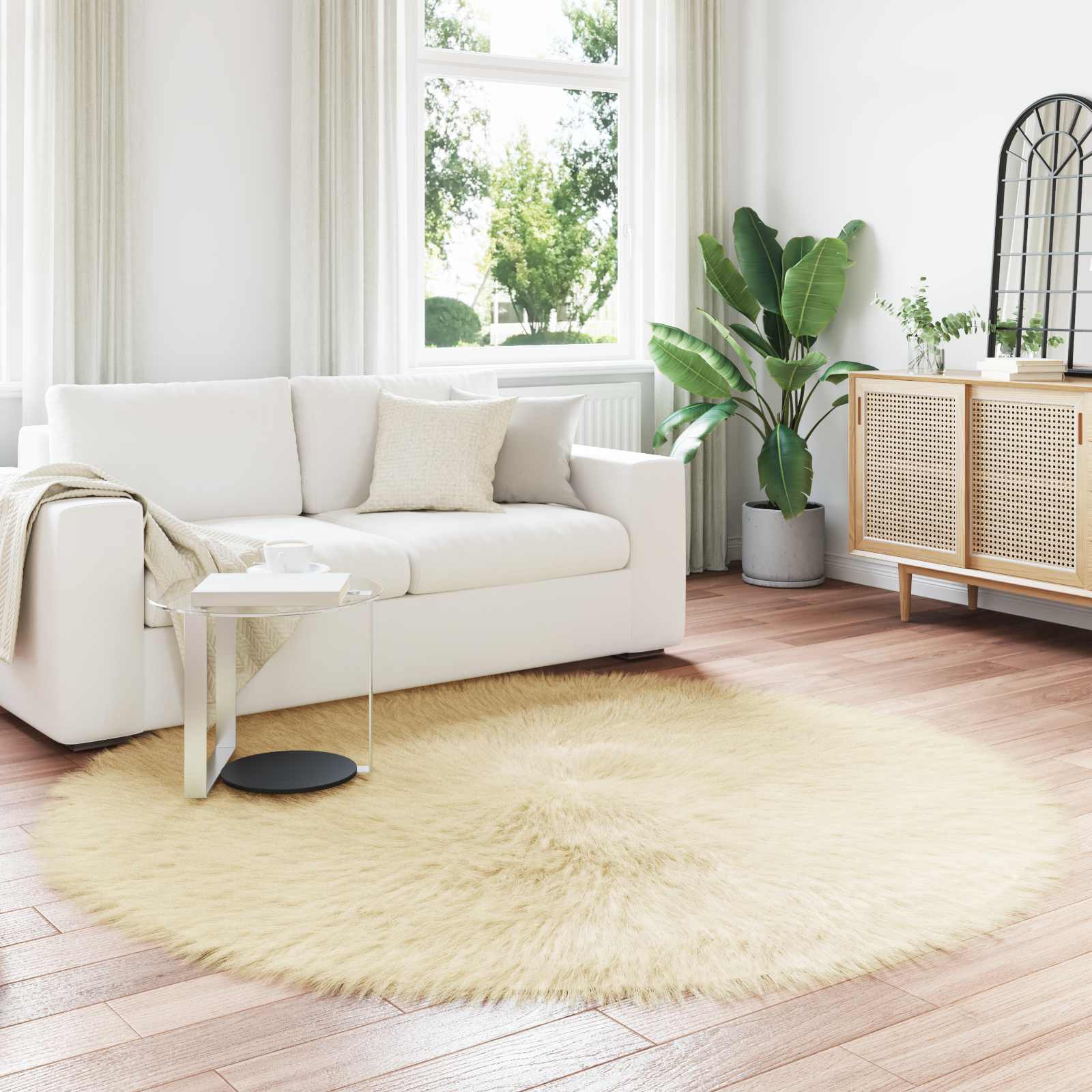 Artificial Sheepskin Rug Tafalla Cream Ø 160 cm