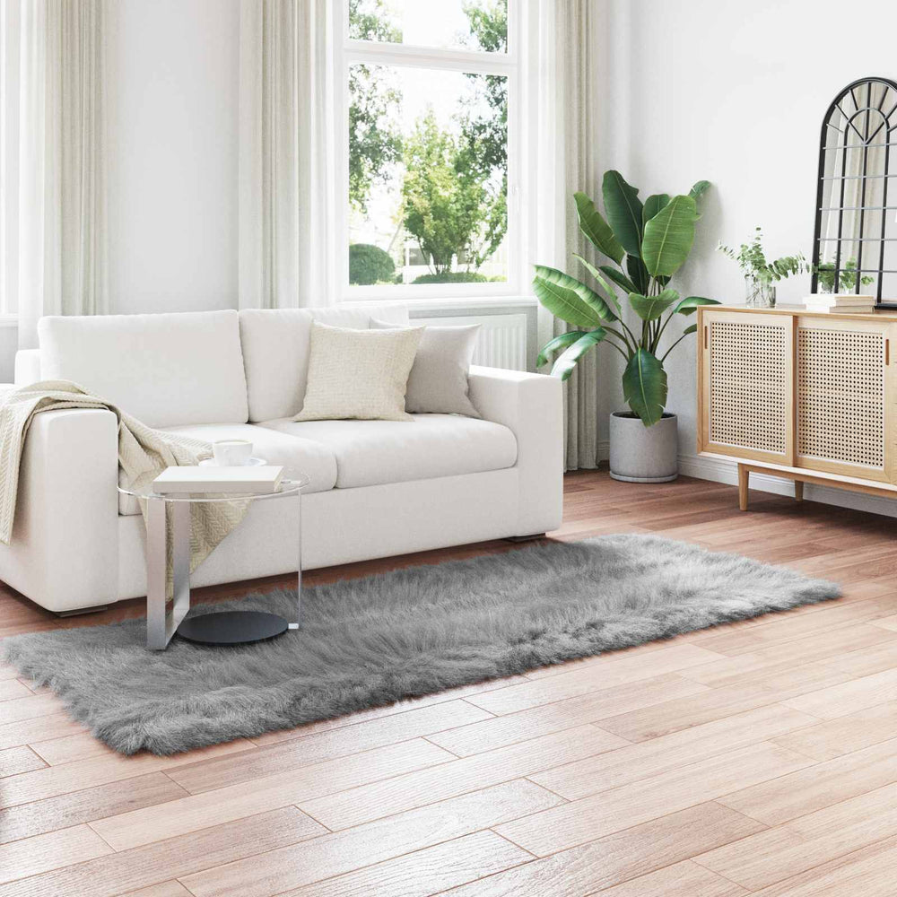 Faux Sheepskin Rug Tafalla Grey 80 x 250 cm