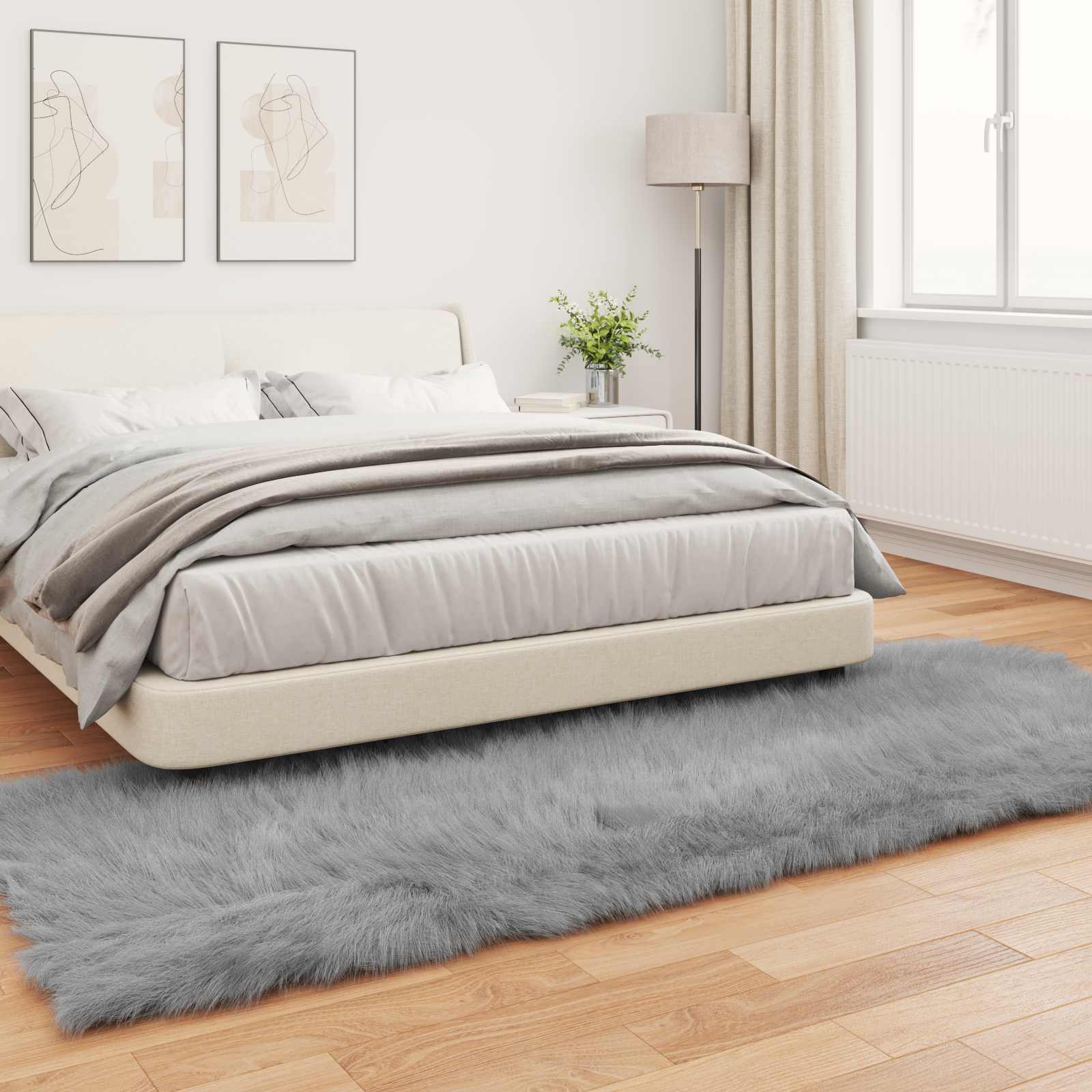 Faux Sheepskin Rug Tafalla Grey 80 x 250 cm