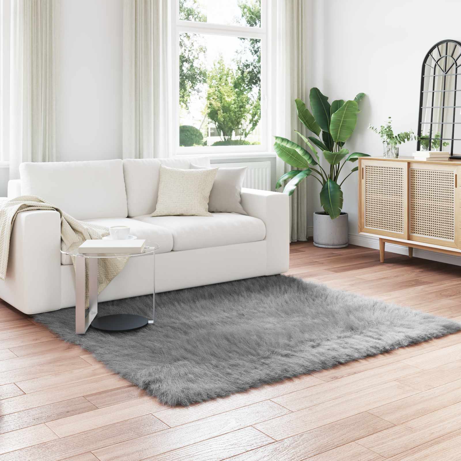 Artificial Sheepskin Rug Tafalla Grey 160 x 160 cm