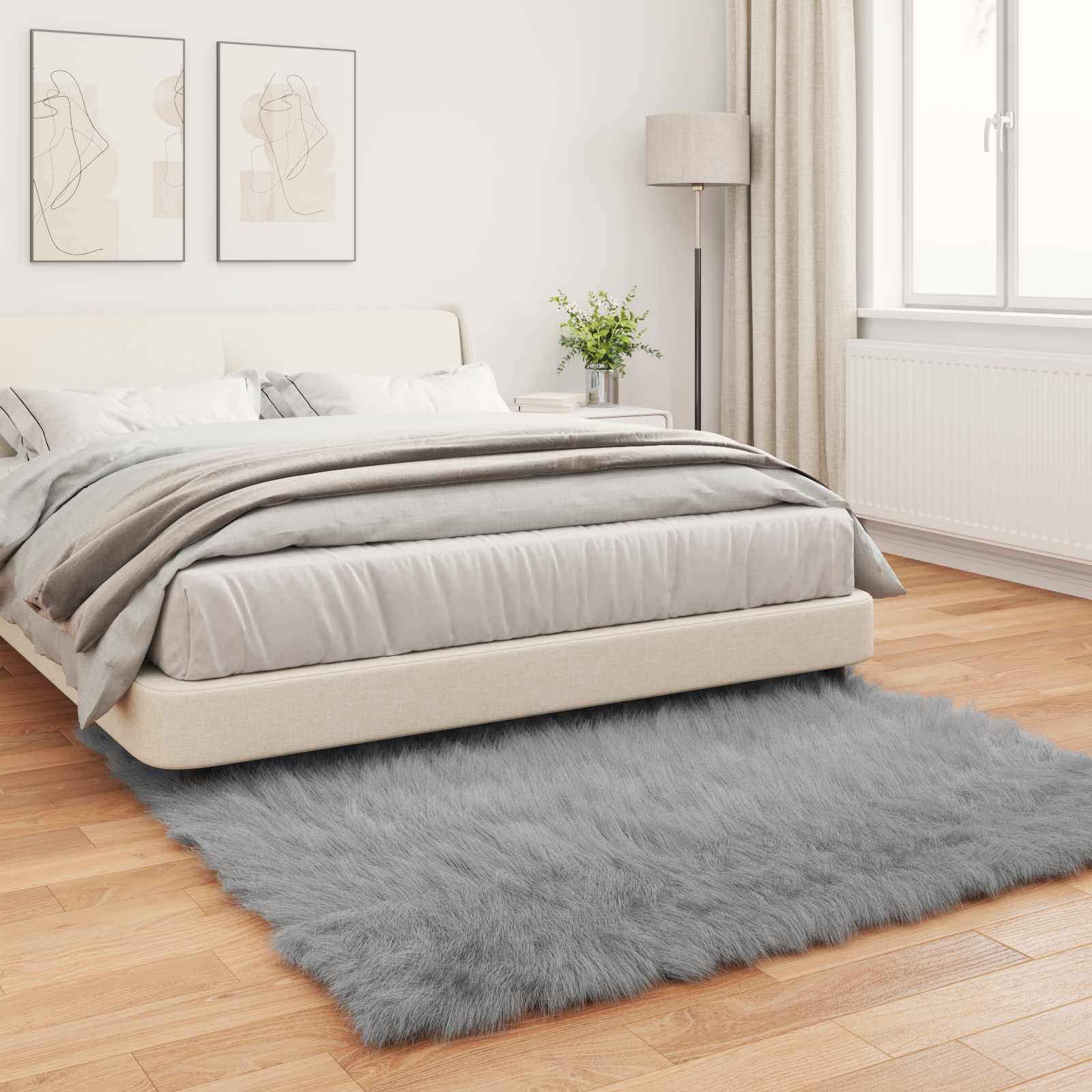 Artificial Sheepskin Rug Tafalla Grey 160 x 160 cm