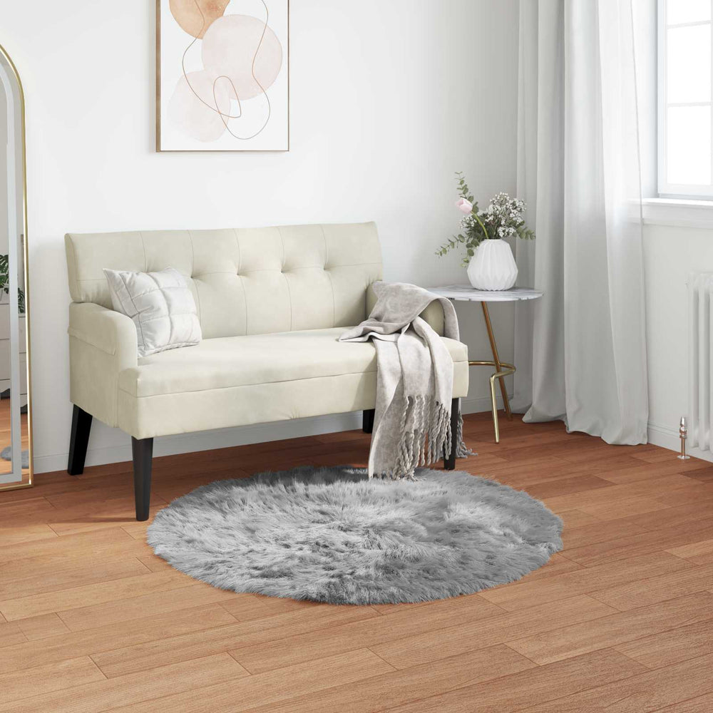 Faux Sheepskin Rug Tafalla Grey Ø 100 cm Polyester