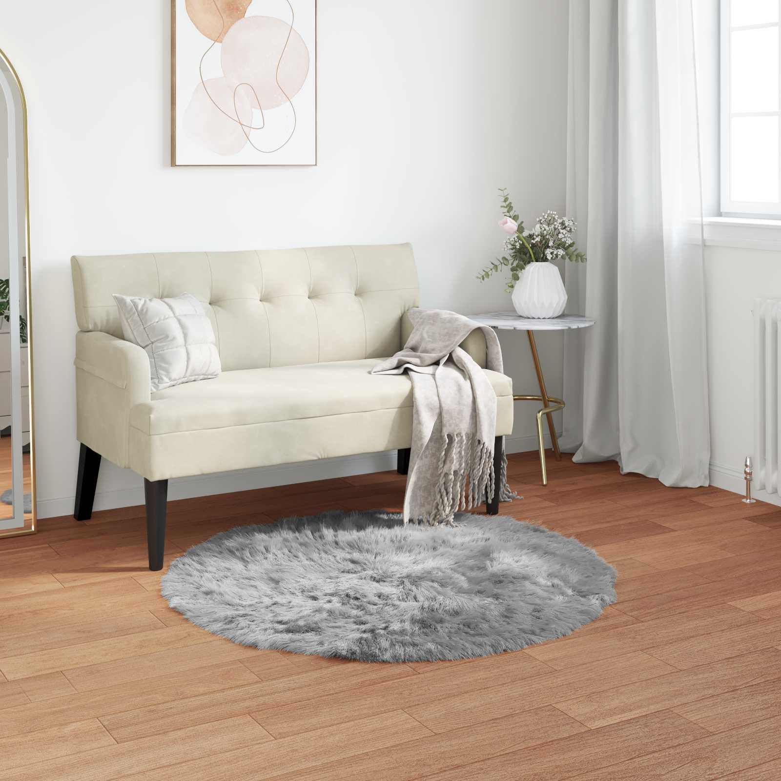 Faux Sheepskin Rug Tafalla Grey Ø 100 cm Polyester