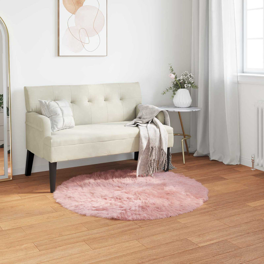 Faux Sheepskin Rug Tafalla Pink Ø 100 cm Polyester