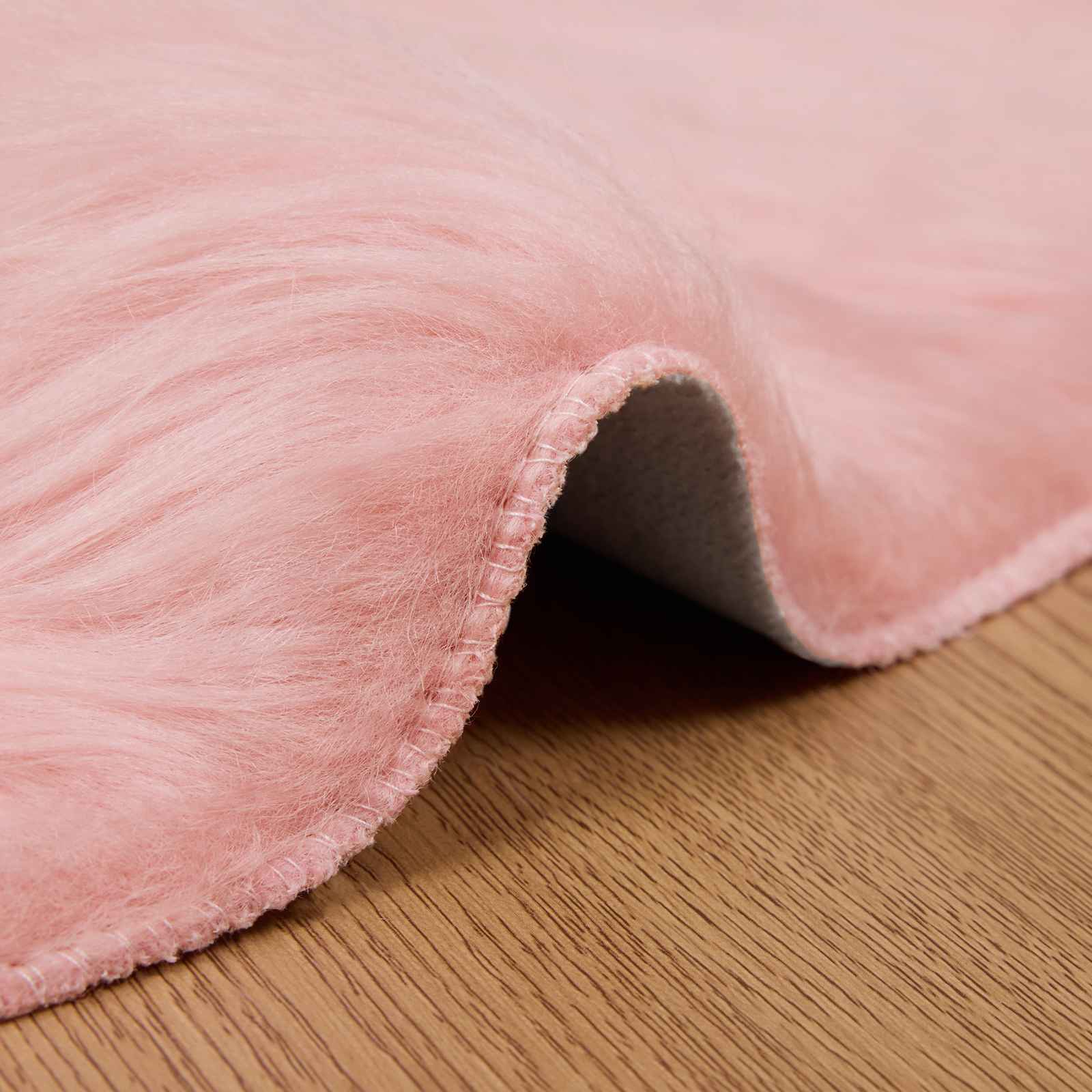 Faux Sheepskin Rug Tafalla Pink Ø 160 cm Polyester