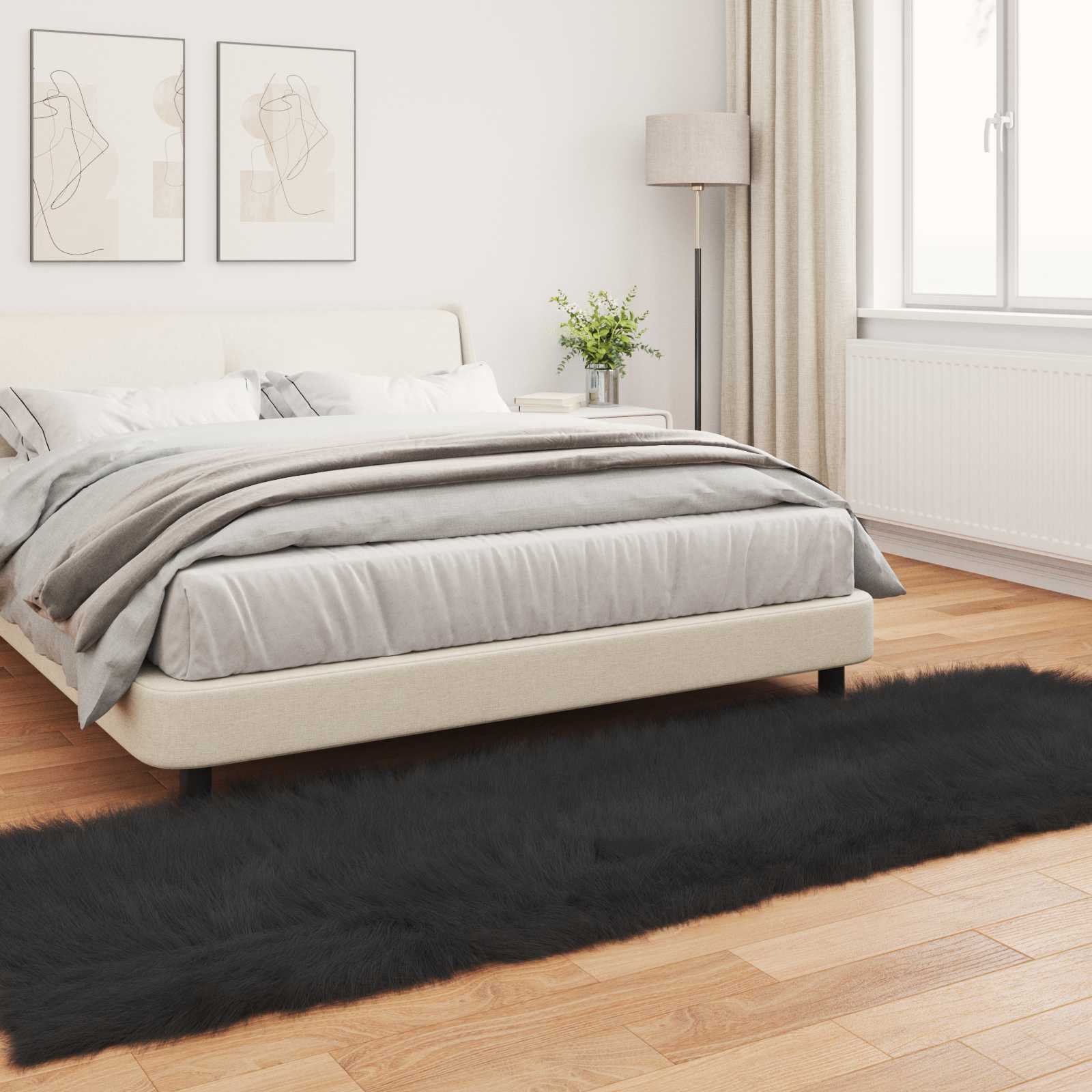 Mākslīgās aitādas paklājs Tafalla Melns 80 x 250 cm